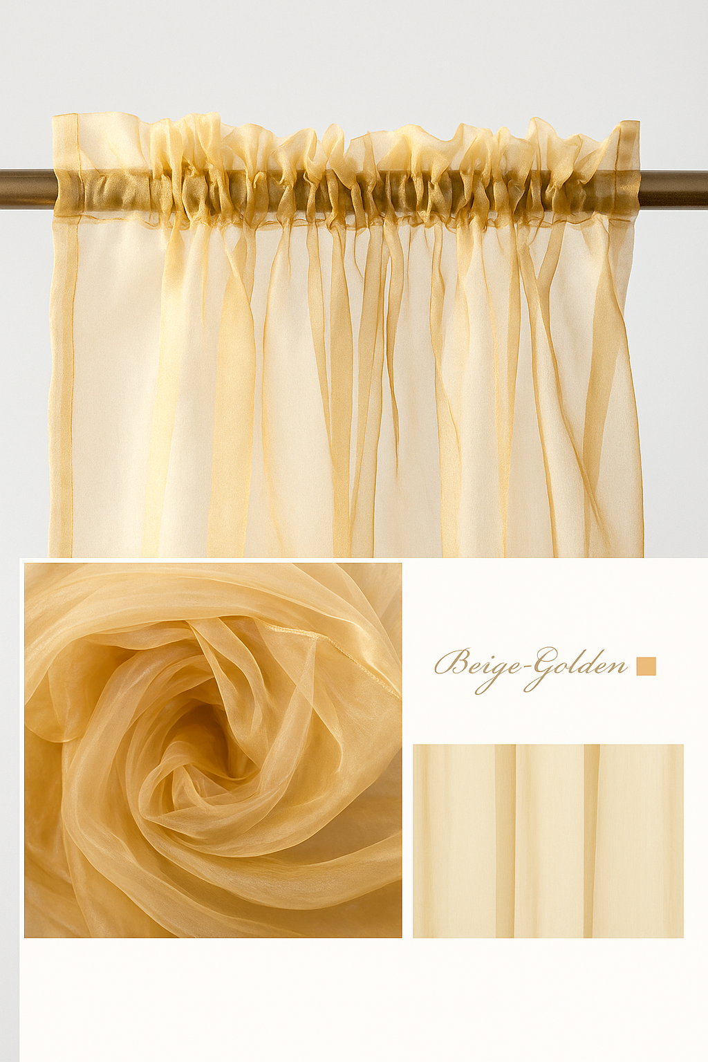 Organza Sheer Curtains Rod Pocket Drapes 100x200cm/140x213cm 2Panels