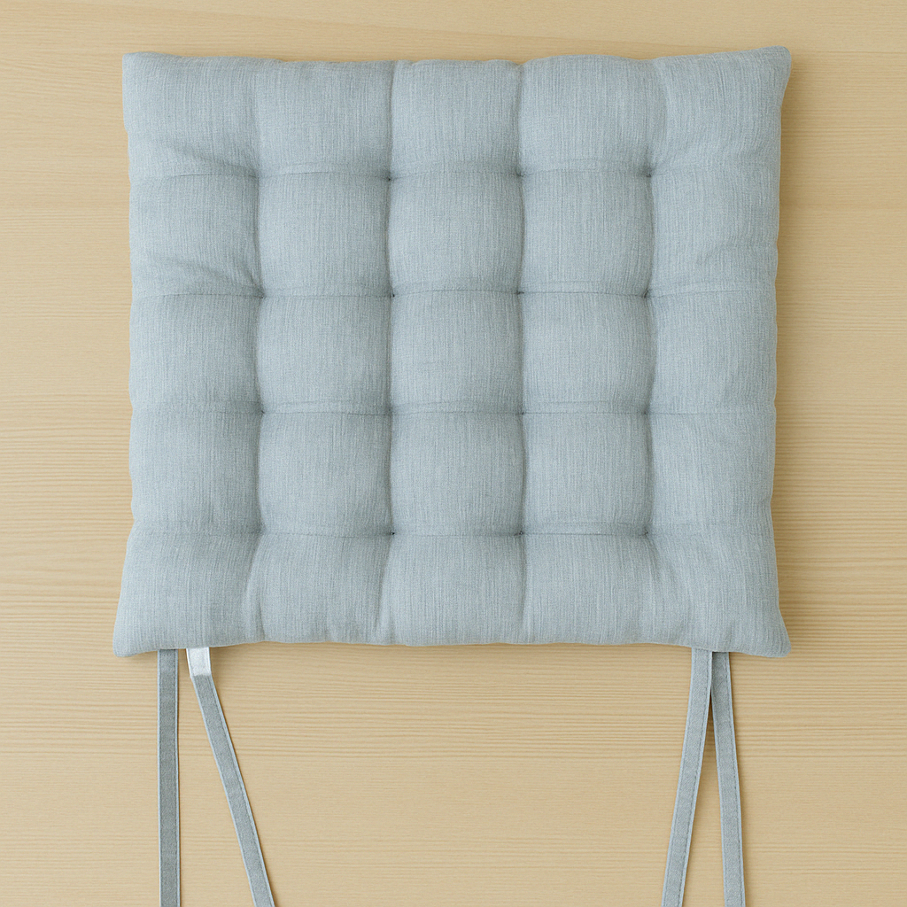 Chair Pad Faux Linen Seat Cushion Hand Stitch Dinning Chair Grey 40cm 2PCS