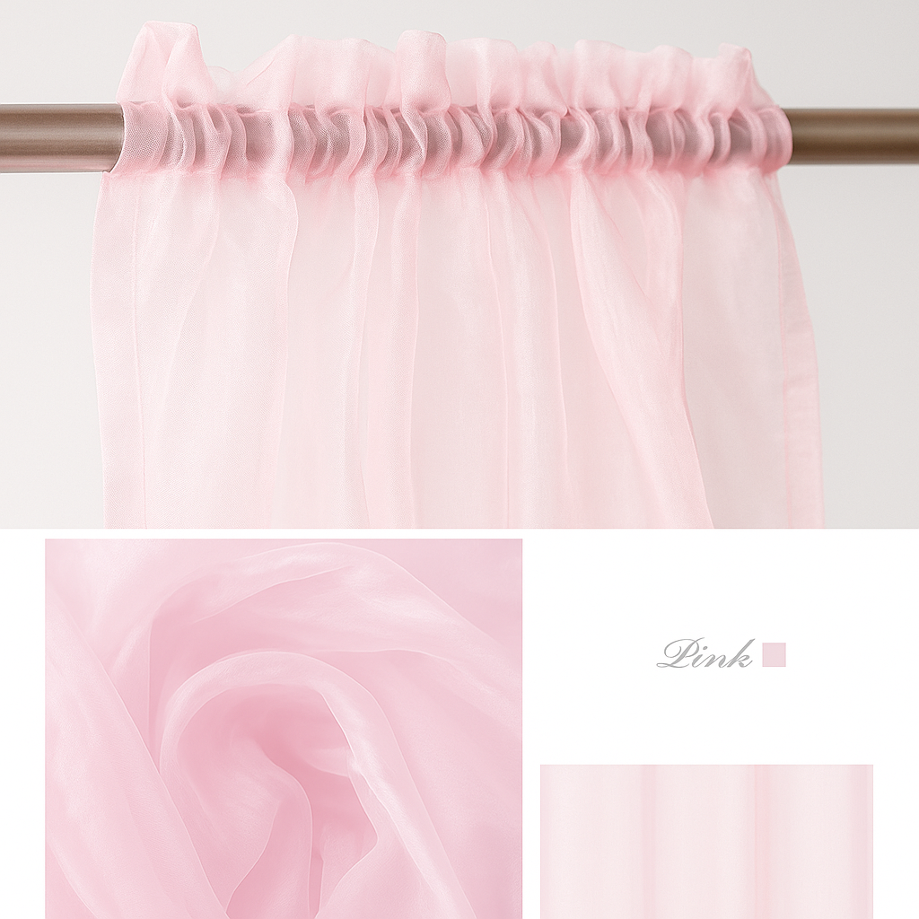 Organza Sheer Curtains Rod Pocket Drapes 100x200cm/140x213cm 2Panels