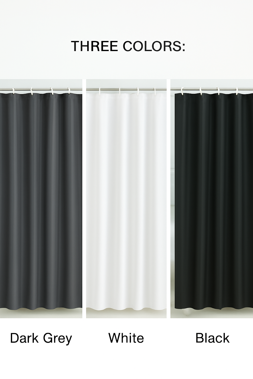 Shower Curtains Water Resistant Bathroom Drapes 1 Panel With 12pcs Hooks