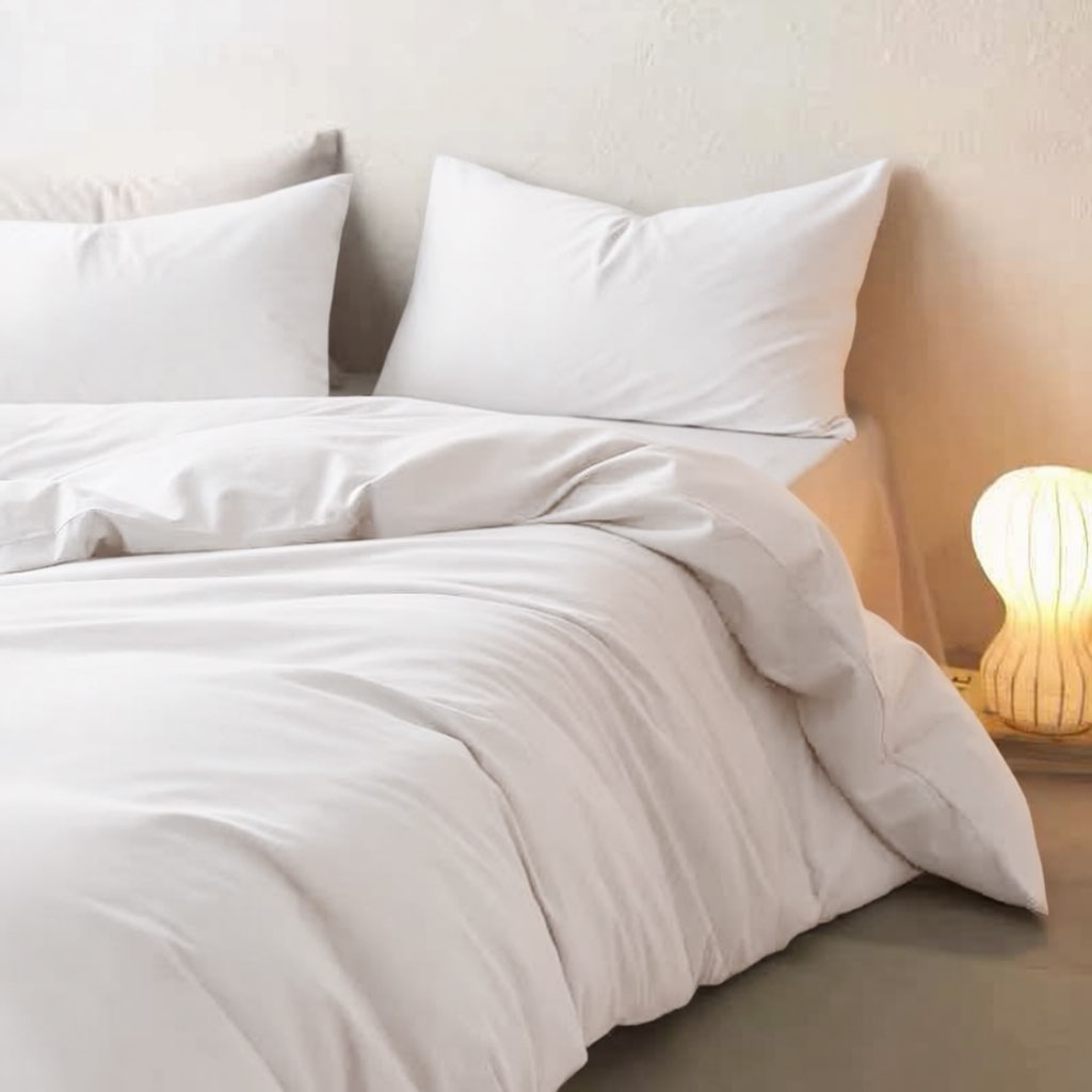 Cotton Blend Bedding Set – Duvet & Quilt Cover with Pillowcases, Easy Care, Single/Double/Queen/King, 3-4 Piece Set