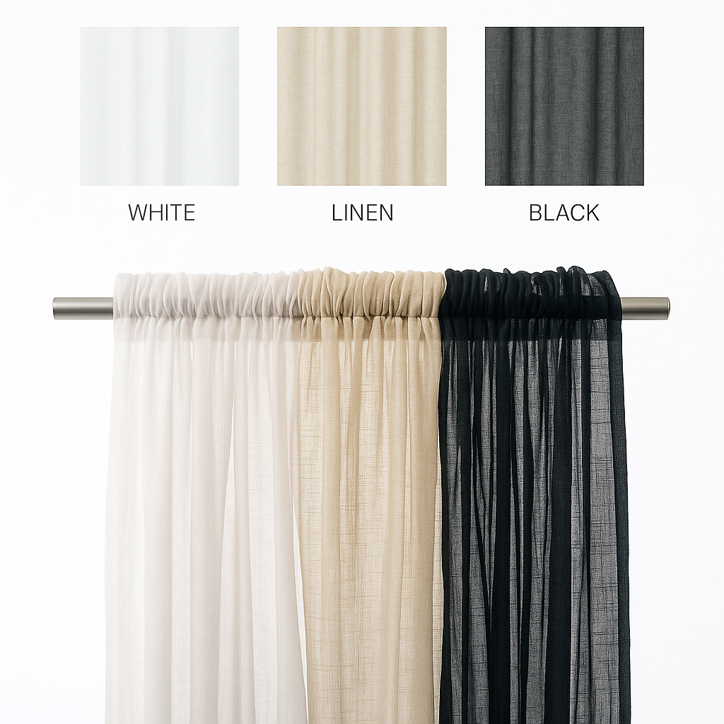 Linen Sheer Curtains Rod Pocket  Drapes Home Decor 200cm/245cm Drop 1 Panel