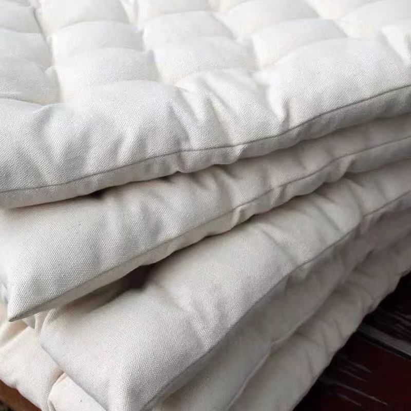 Dining Chair Cushion Seat Pad Hand-stitched Square Filled Ties Home Deco White 2pcs