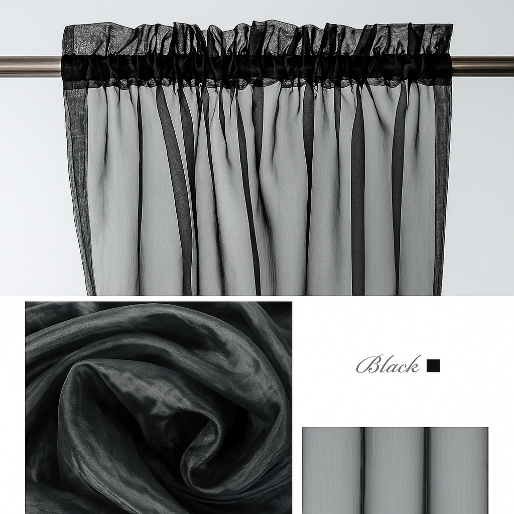 Organza Sheer Curtains Rod Pocket Drapes 100x200cm/140x213cm 2Panels