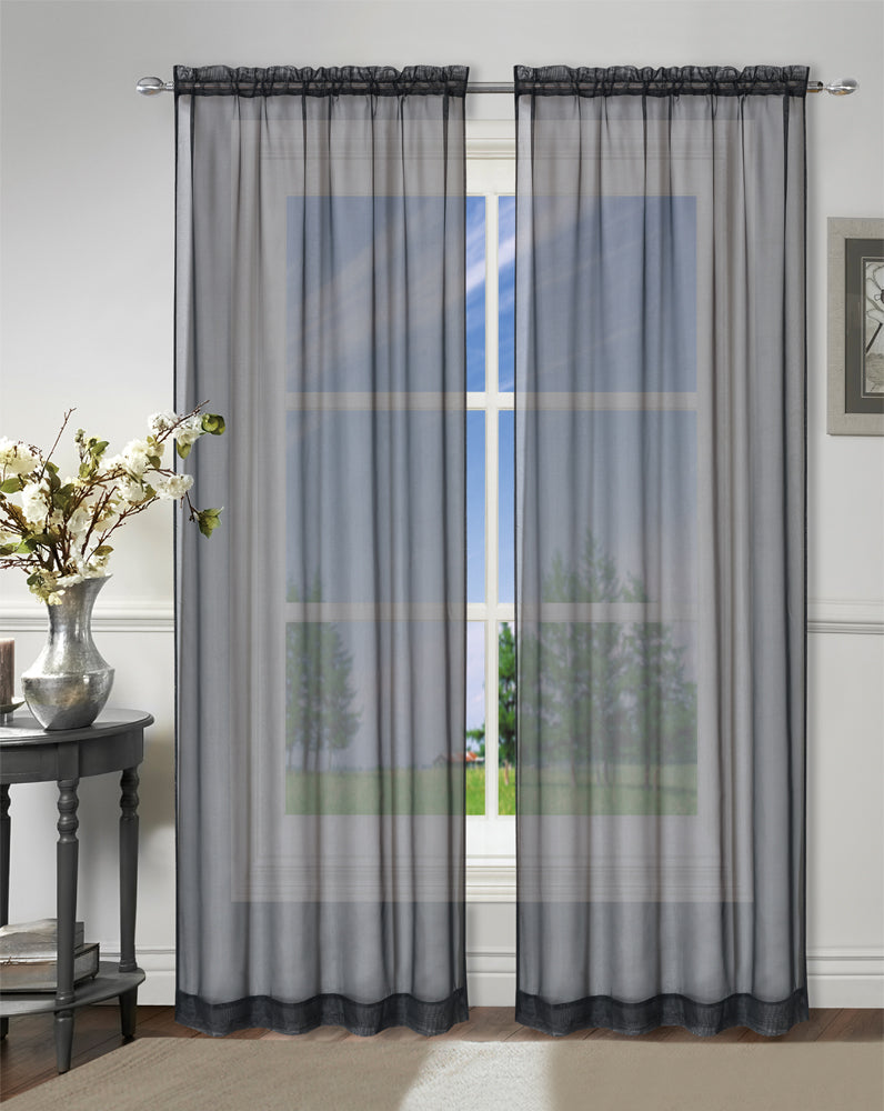 Sheer Rod Pocket Voile Curtain Loop Window Drapes Many Colors