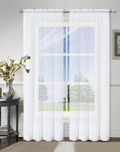 Sheer Rod Pocket Voile Curtain Loop Window Drapes Many Colors