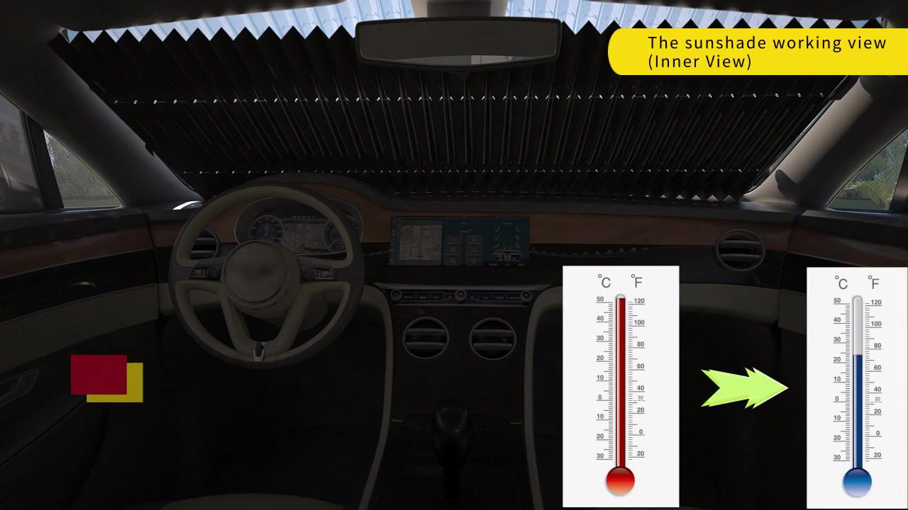 Retractable Car Sunshade - UV Protection Aluminum Foil Window Shade for Windshield & Rear