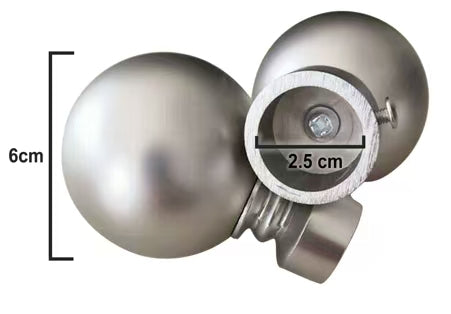 2PCS Metal Curtain Pole Rod Finials Ends Metal Heads Ball Ends fit for 22~25mm Pole
