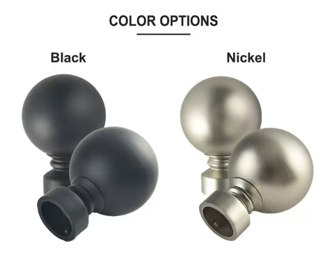 2PCS Metal Curtain Pole Rod Finials Ends Metal Heads Ball Ends fit for 22~25mm Pole