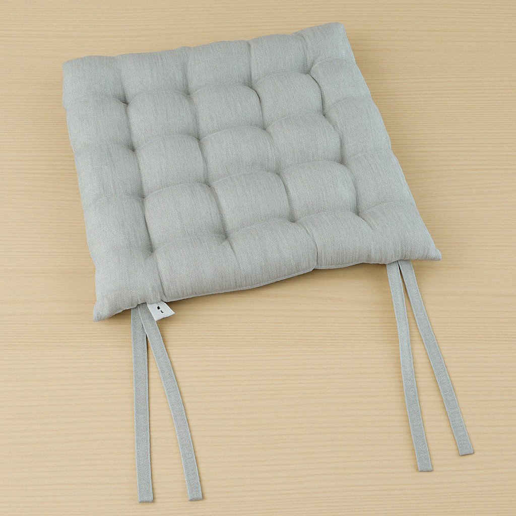 Chair Pad Faux Linen Seat Cushion Hand Stitch Dinning Chair Grey 40cm 2PCS