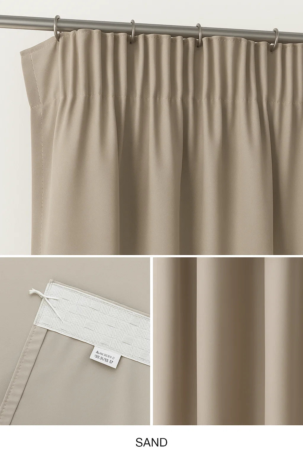 Blackout Curtain Pencil Pleat 3-Layers Woven Blockout Drapes Room Darkening 213cm Drop 1 Panel