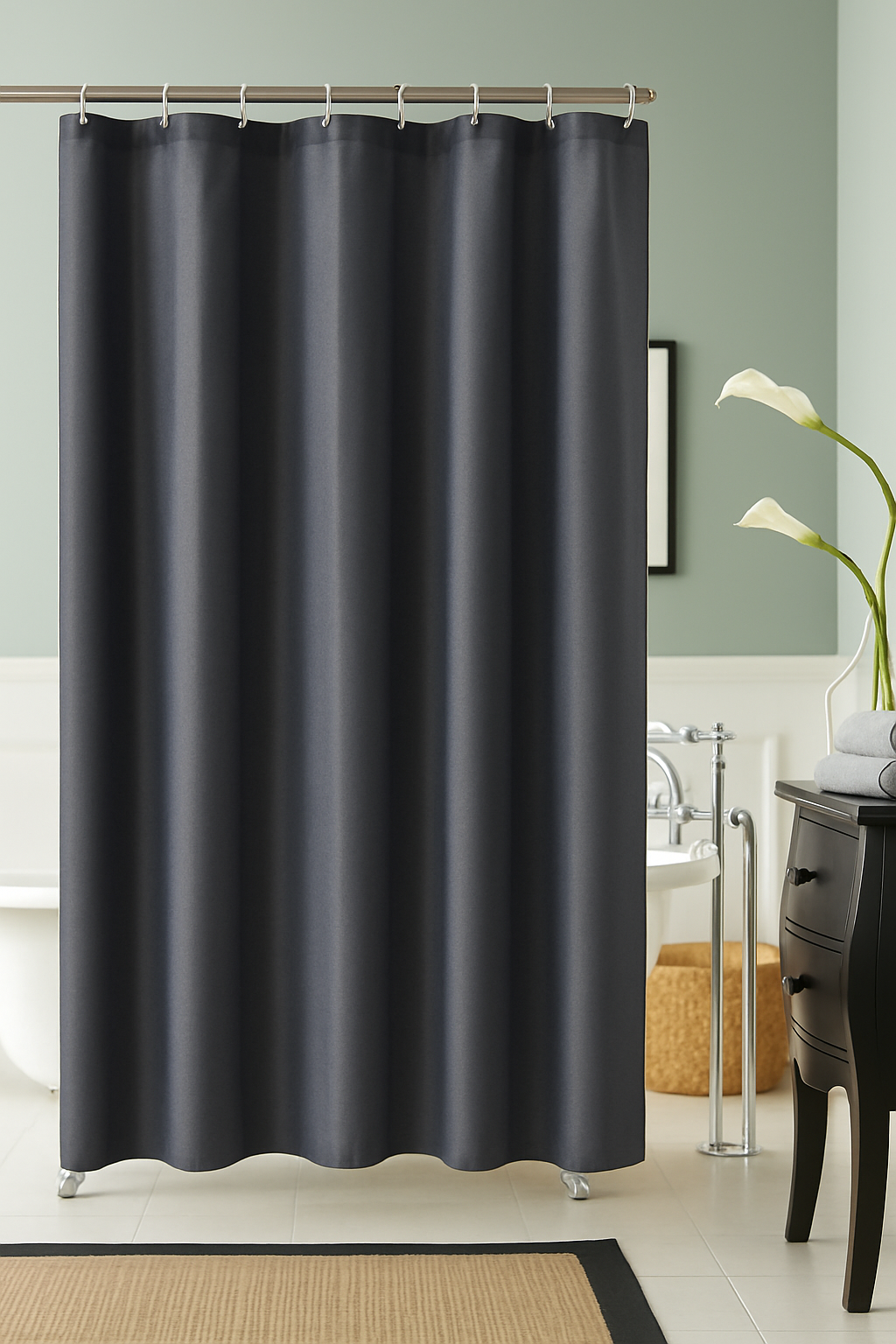 Shower Curtains Water Resistant Bathroom Drapes 1 Panel With 12pcs Hooks