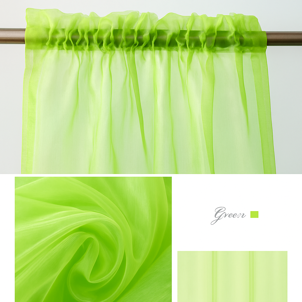 Organza Sheer Curtains Rod Pocket Drapes 100x200cm/140x213cm 2Panels