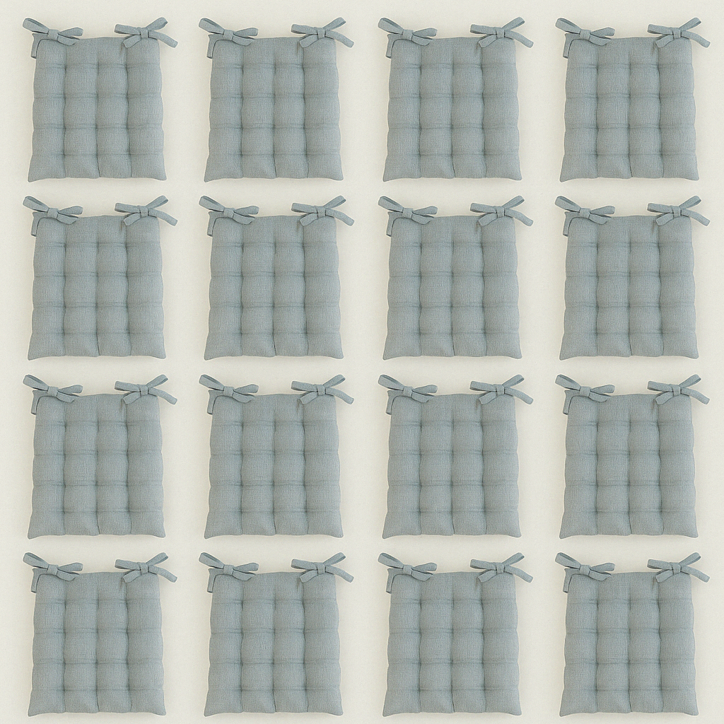 Chair Pad Faux Linen Seat Cushion Hand Stitch Dinning Chair Grey 40cm 2PCS
