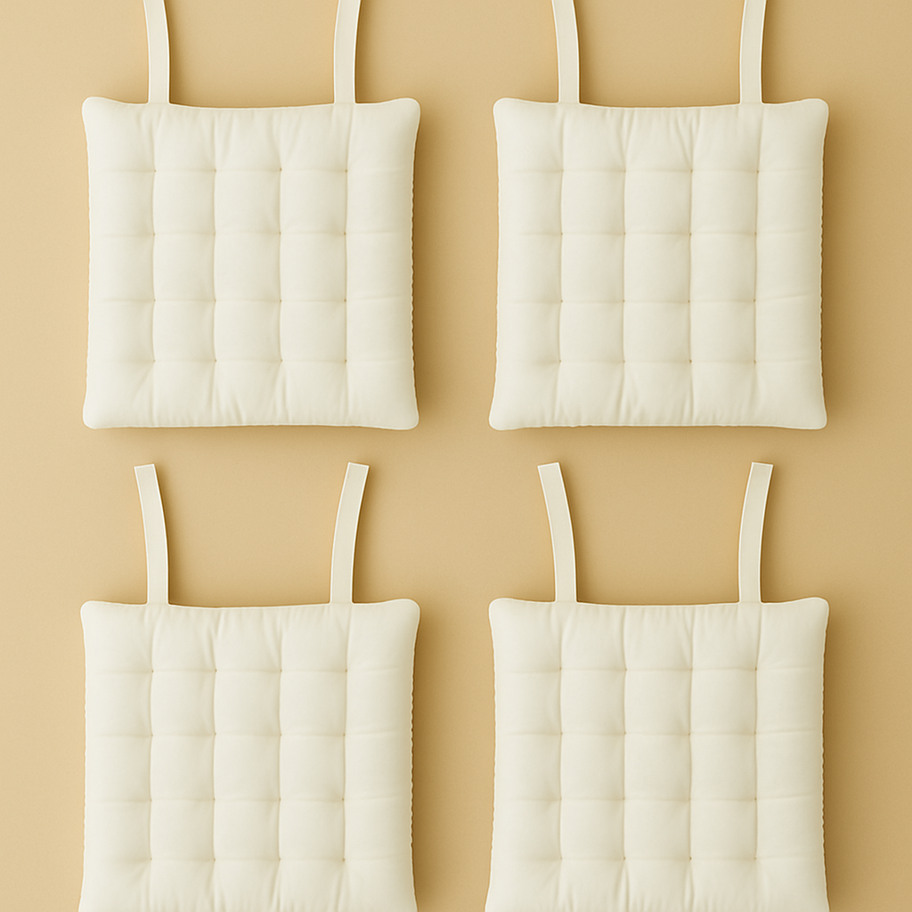 Dining Chair Cushion Seat Pad Hand-stitched Square Filled Ties Home Deco White 2pcs
