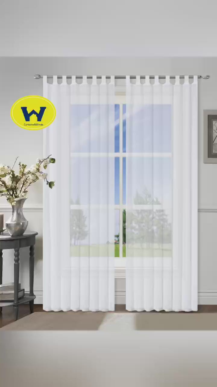 Load video: Voile Semi Sheer Tab Top Curtains Loop Window Drapes 2 Panels