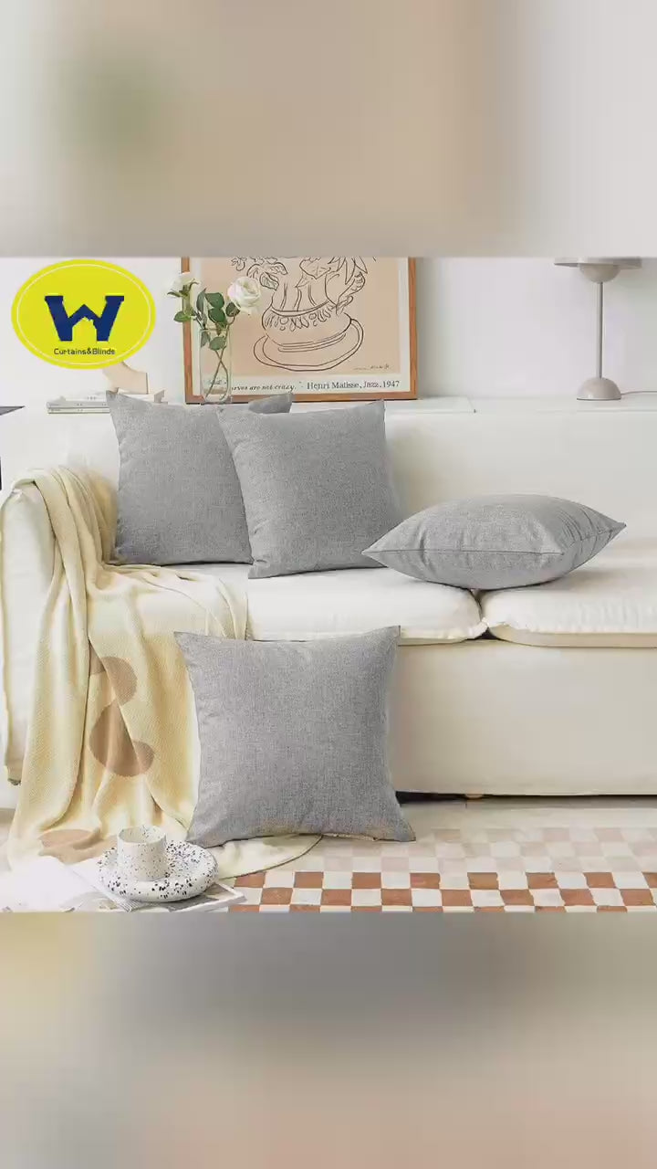 Load video: 2PCS Cushion Cover Linen Look Home Decorative Couch Pillow without Filling Grey Color