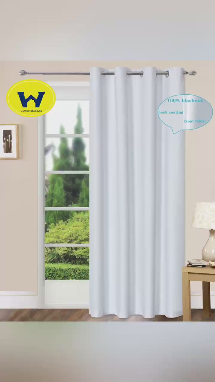 Load video: 100% Blackout Curtains Eyelet Microfiber Coated Thermal Insulation Room Darkening 2Panels