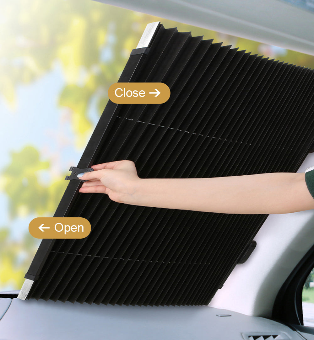 Retractable Car Sunshade - UV Protection Aluminum Foil Window Shade for Windshield & Rear