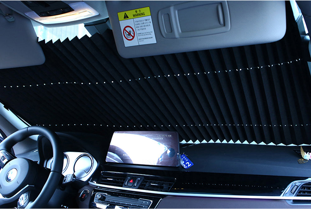 Retractable Car Sunshade - UV Protection Aluminum Foil Window Shade for Windshield & Rear