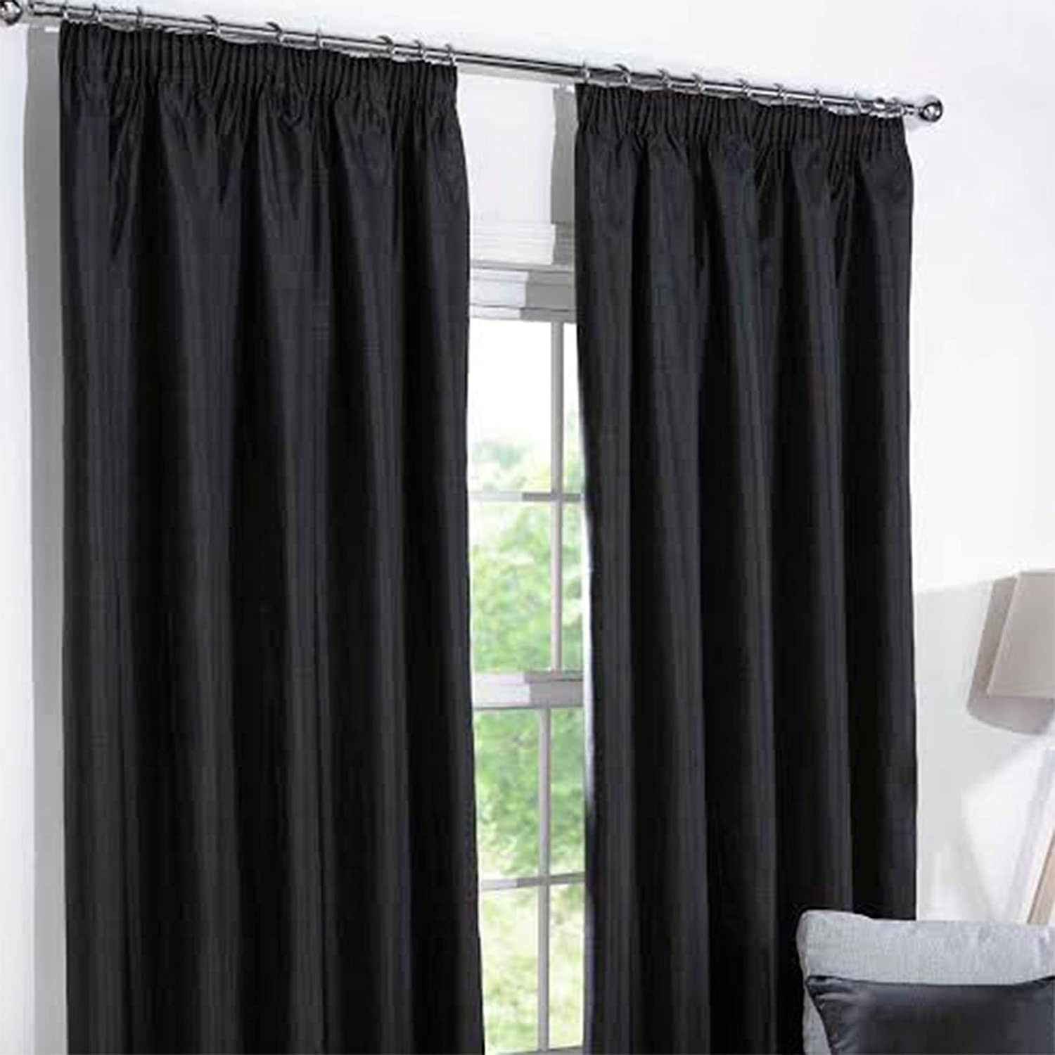 Blackout Curtains  Pencil Pleat 3-Layers Woven  Blockout  Drapes Room Darkening 213cm Drop 1 Panel