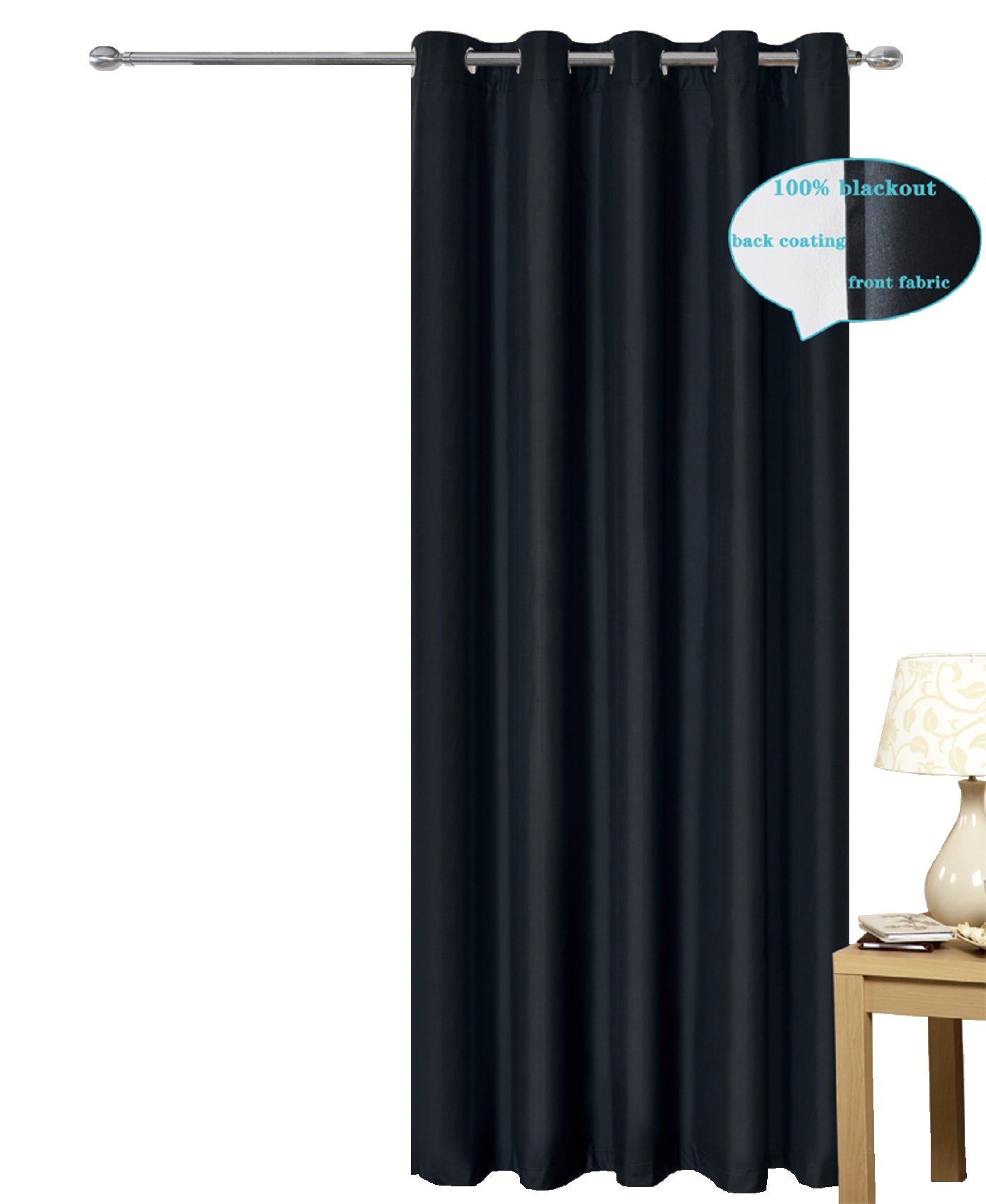 100% Blackout Curtains Eyelet Microfiber Coated Thermal Insulation Room Darkening 2Panels