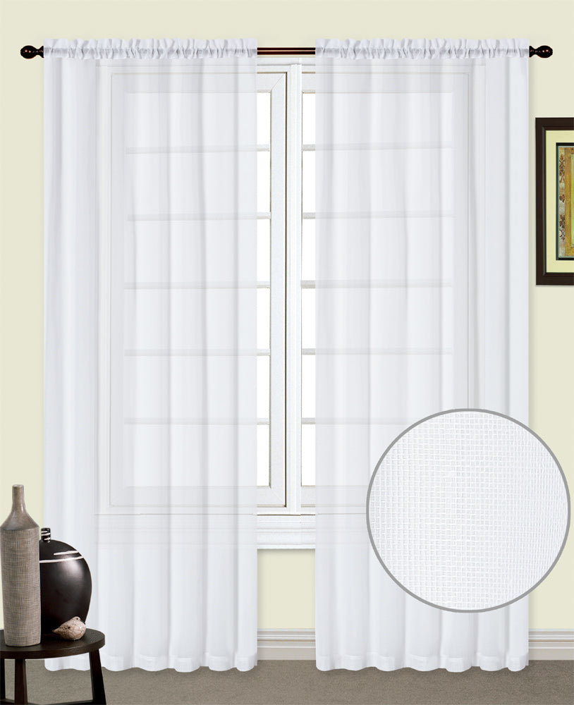 Linen Sheer Curtains Rod Pocket  Drapes Home Decor 200cm/245cm Drop 1 Panel