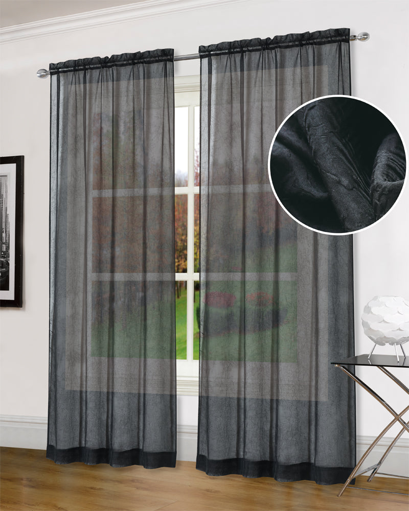 Crushed Voile Curtains Rod Pocket Semi Sheer Drapes 200cm /245cm Drop