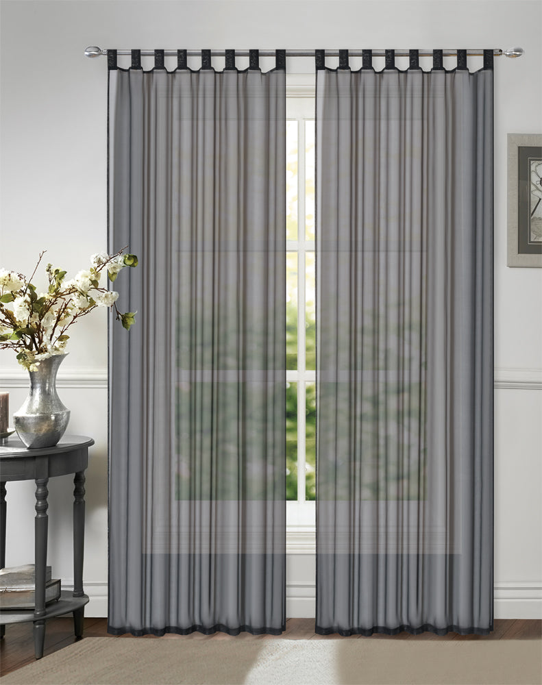 Voile Semi Sheer Tab Top Curtains Loop Window Drapes 2 Panels