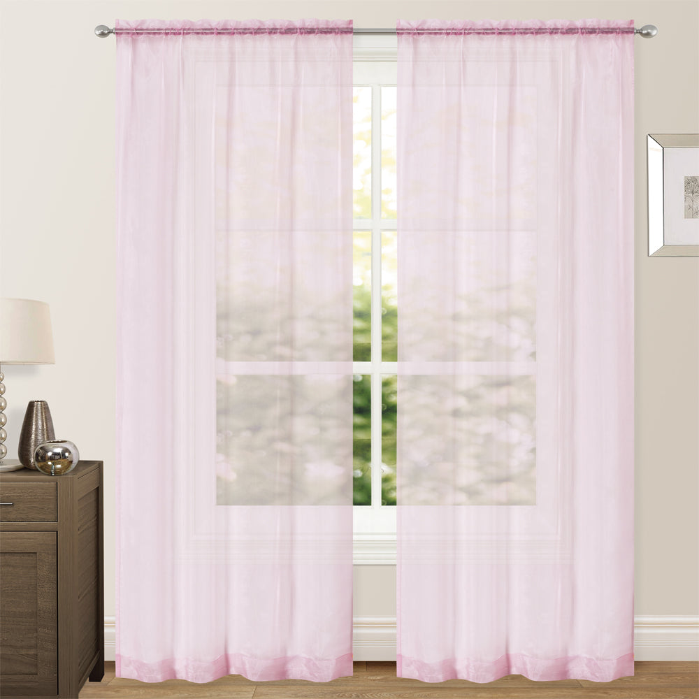 Organza Sheer Curtains Rod Pocket Drapes 100x200cm/140x213cm 2Panels