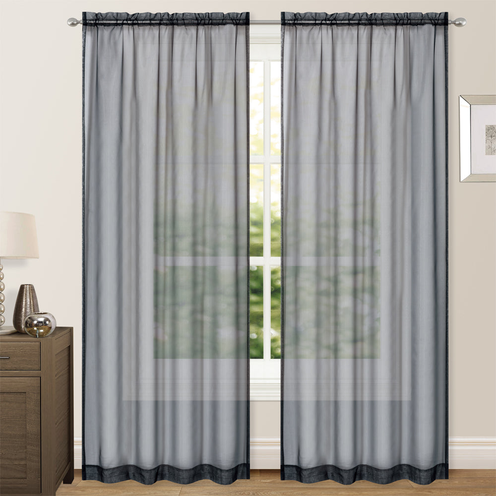 Organza Sheer Curtains Rod Pocket Drapes 100x200cm/140x213cm 2Panels