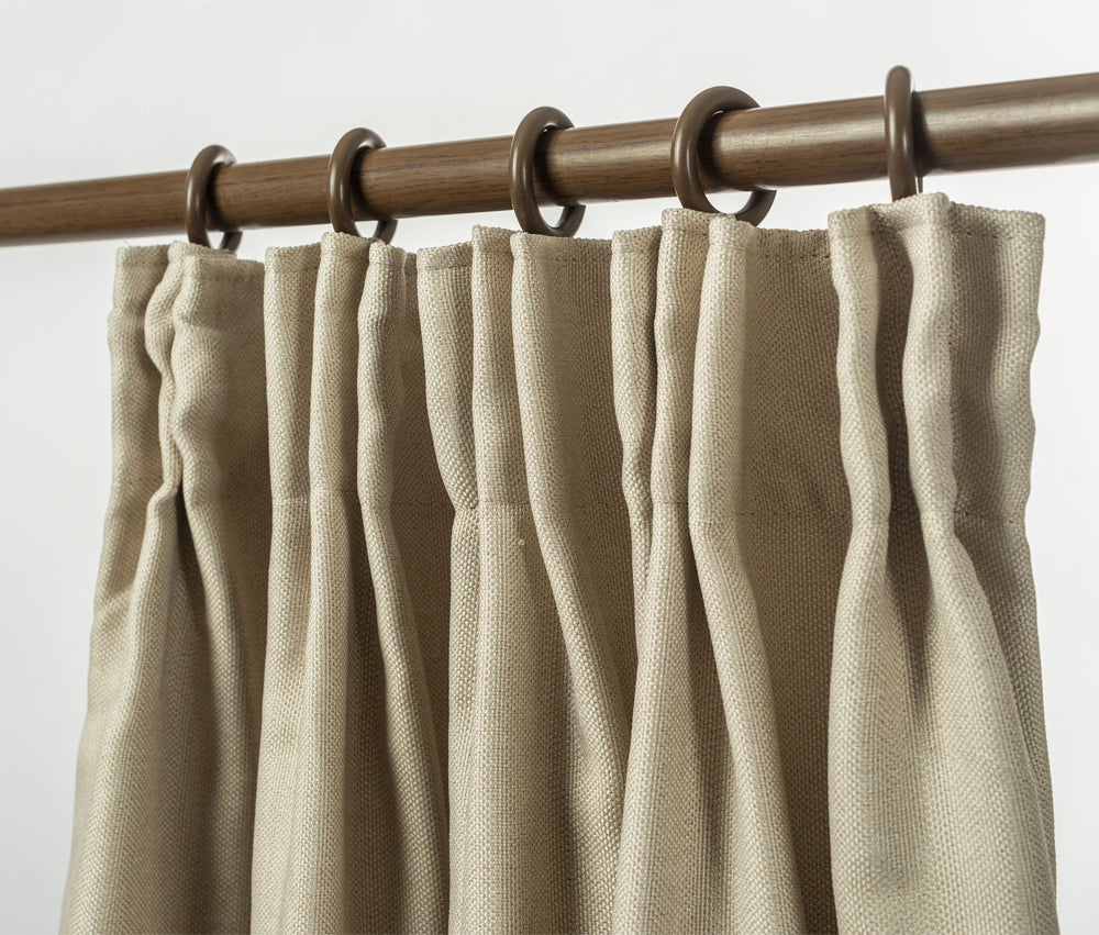 Textured Linen Pinch Pleat Curtains – Triple-Weave Blackout Drapes, 230cm Drop, 1 Panel