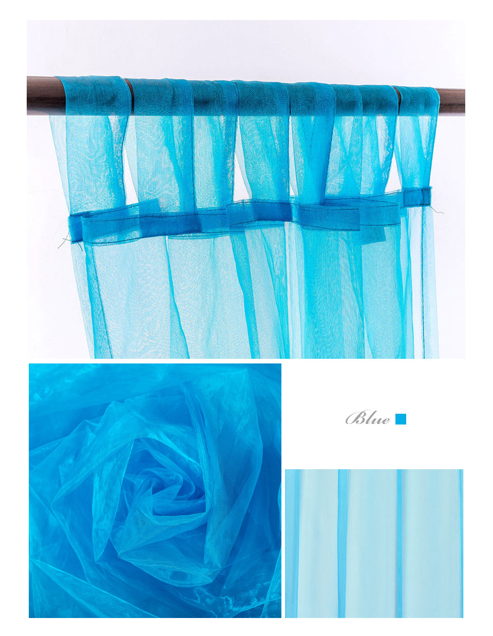 Organza Tab Top Curtains Loop Sheer Drapes Width 140cm Drop 213/245cm 2 Panels 6 colors