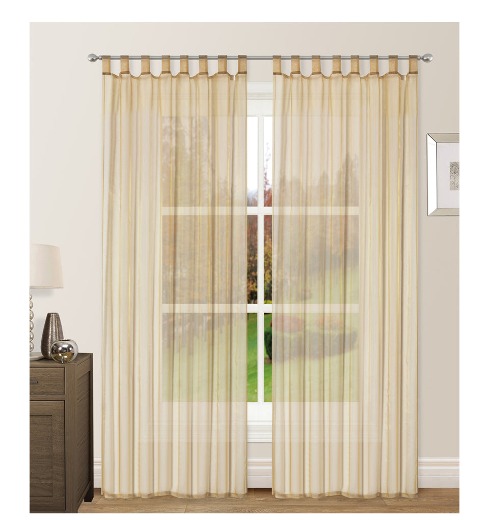 Organza Tab Top Curtains Loop Sheer Drapes Width 140cm Drop 213/245cm 2 Panels 6 colors