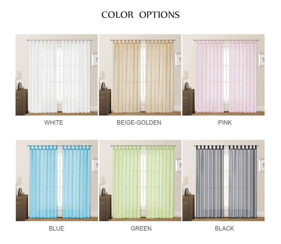 Organza Tab Top Curtains Loop Sheer Drapes Width 140cm Drop 213/245cm 2 Panels 6 colors