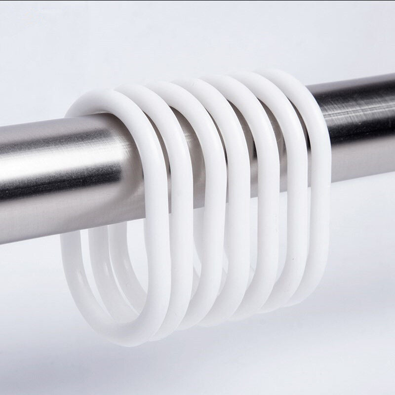 12PCS White Shower Curtain Rings Plastic Hooks Good Quality