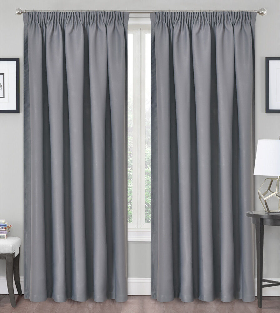 Blackout Curtains  Pencil Pleat 3-Layers Woven  Blockout  Drapes Room Darkening 213cm Drop 1 Panel