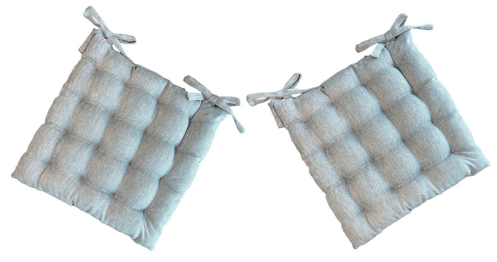 Chair Pad Faux Linen Seat Cushion Hand Stitch Dinning Chair Grey 40cm 2PCS