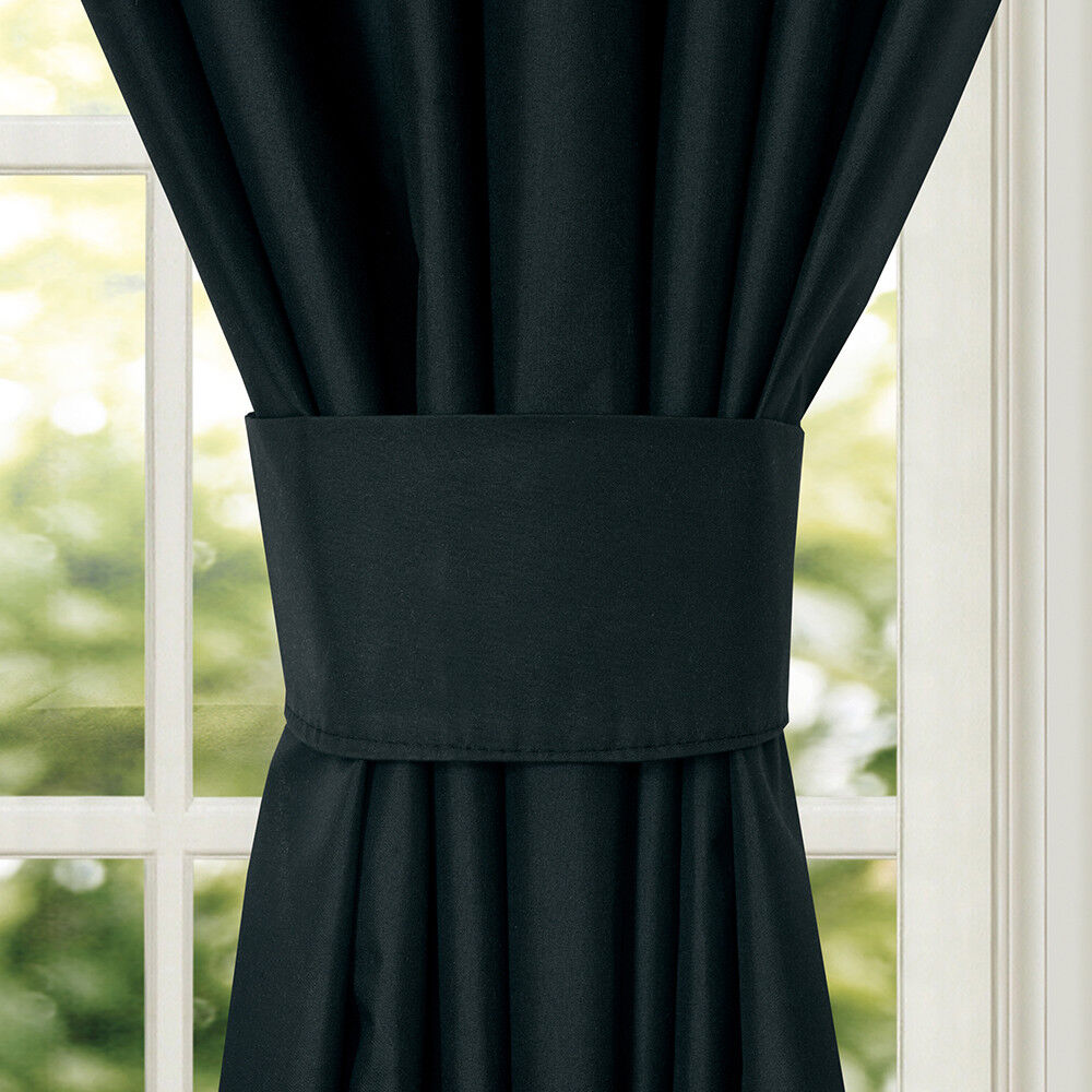 Microfiber Blackout  Curtains  Drapes Tiebacks Pair 2PCS SET