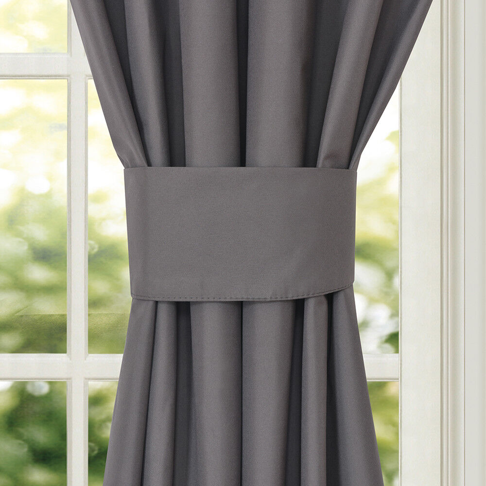Microfiber Blackout  Curtains  Drapes Tiebacks Pair 2PCS SET