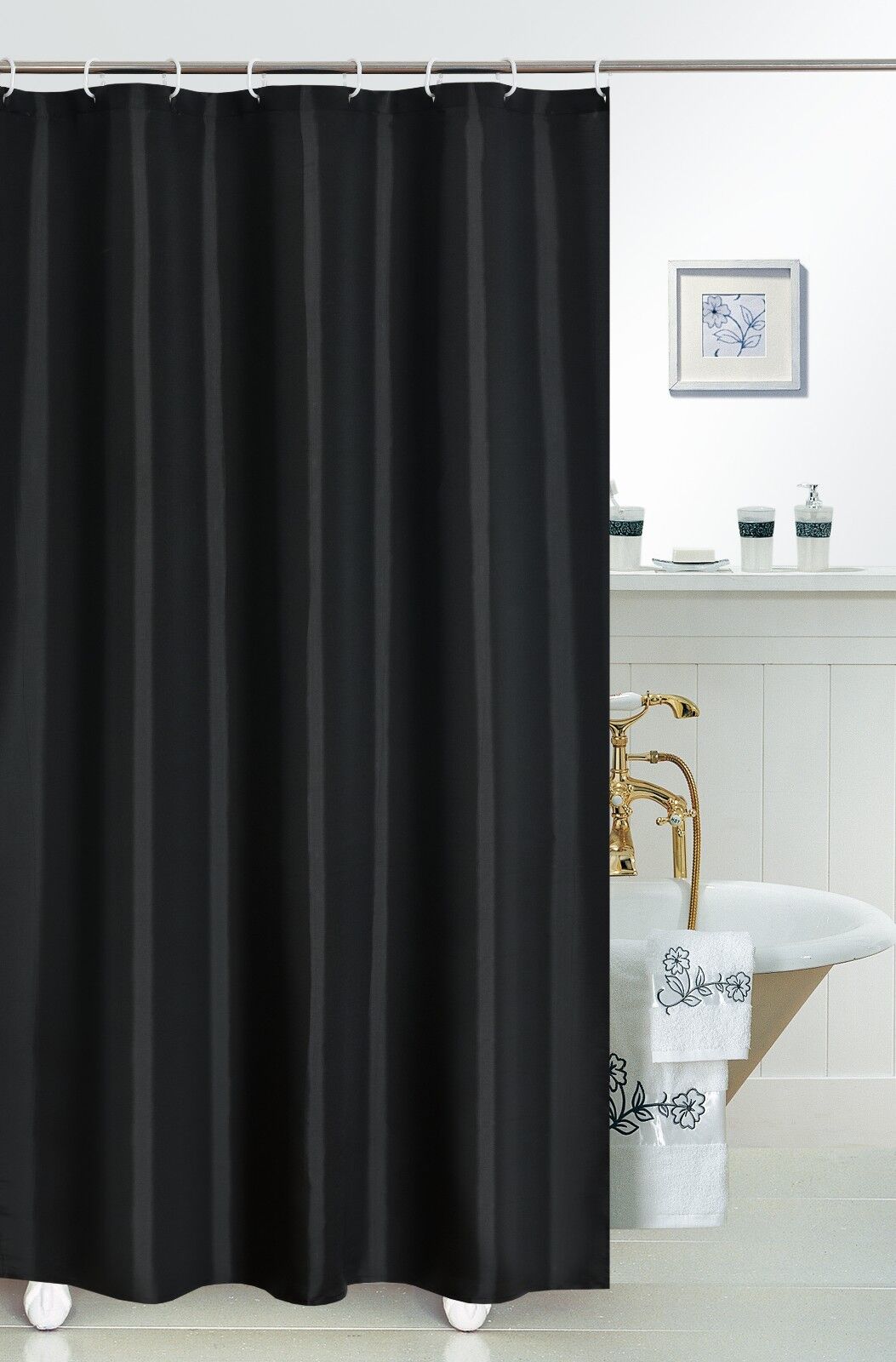 Shower Curtains Water Resistant  Bathroom Drapes  1 Panel With 12pcs Hooks