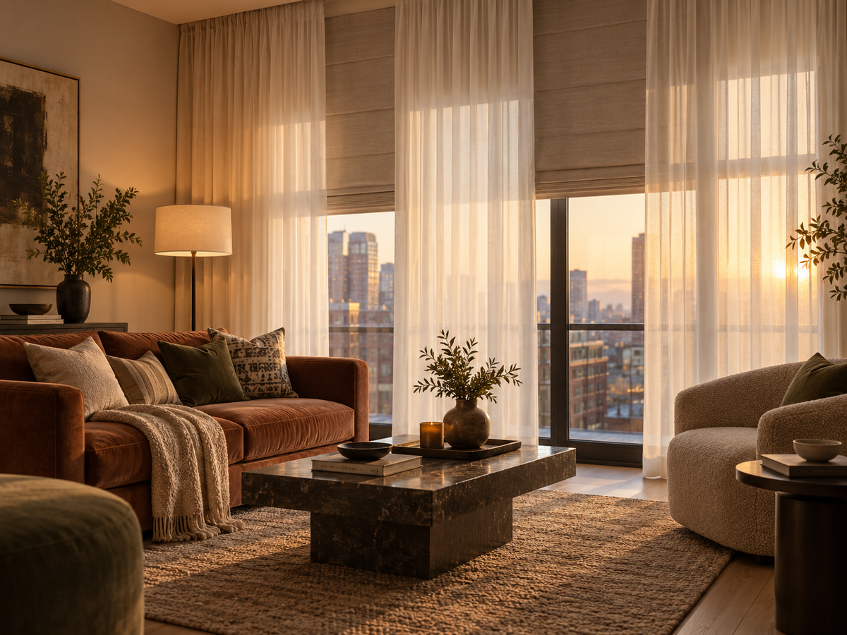 Sheer Curtains and Blinds for Living Rooms: 7 Styling Ideas