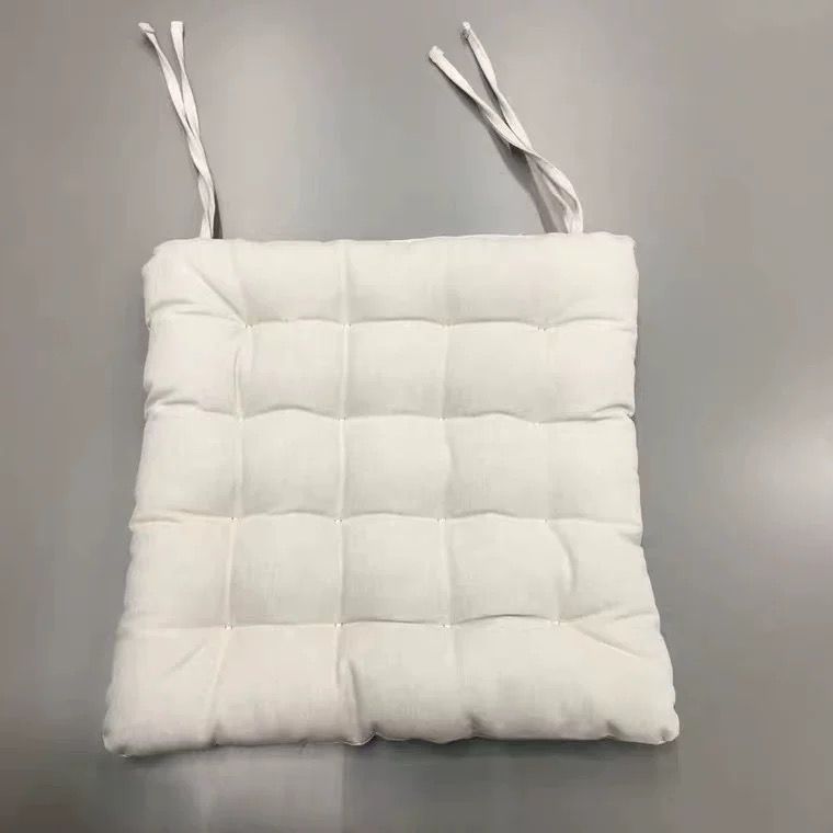 Dining Chair Cushion Seat Pad Hand-stitched Square Filled Ties Home Deco White 2pcs