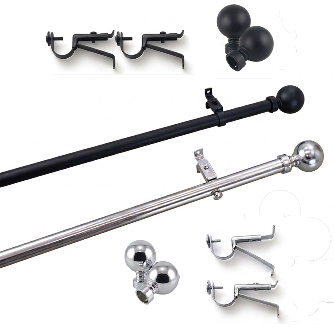 CLEARANCE! -Extendable Curtain Rod/Pole  Adjustable 165cm to 320cm with Brackets and Screws