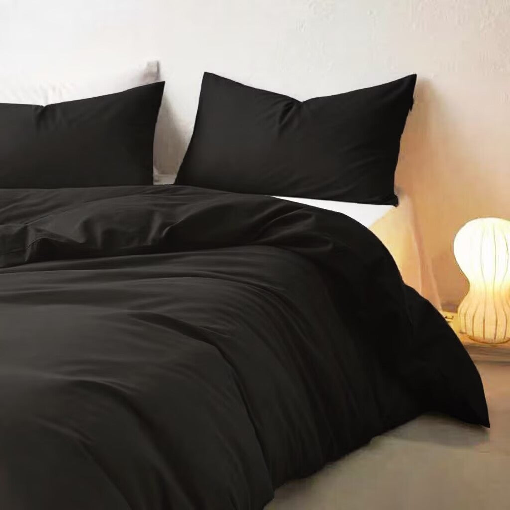 Cotton Blend Bedding Set – Duvet & Quilt Cover with Pillowcases, Easy Care, Single/Double/Queen/King, 3-4 Piece Set