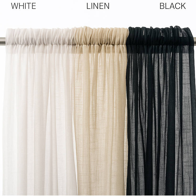 Linen Sheer Curtains Rod Pocket  Drapes Home Decor 200cm/245cm Drop 1 Panel
