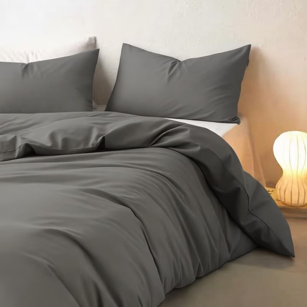 Cotton Blend Bedding Set – Duvet & Quilt Cover with Pillowcases, Easy Care, Single/Double/Queen/King, 3-4 Piece Set