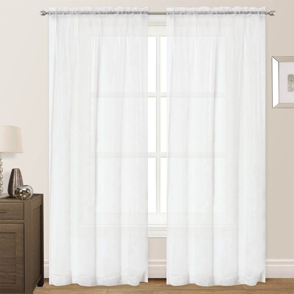 Organza Sheer Curtains Rod Pocket Drapes 100x200cm/140x213cm 2Panels