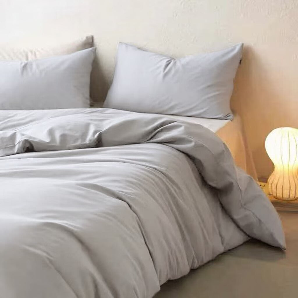 Cotton Blend Bedding Set – Duvet & Quilt Cover with Pillowcases, Easy Care, Single/Double/Queen/King, 3-4 Piece Set