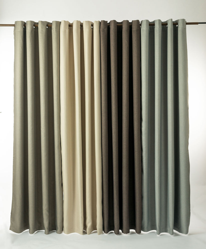 Linen Blackout Curtains Eyelet  3-Layer Woven Blockout Drapes Textured 1Panel